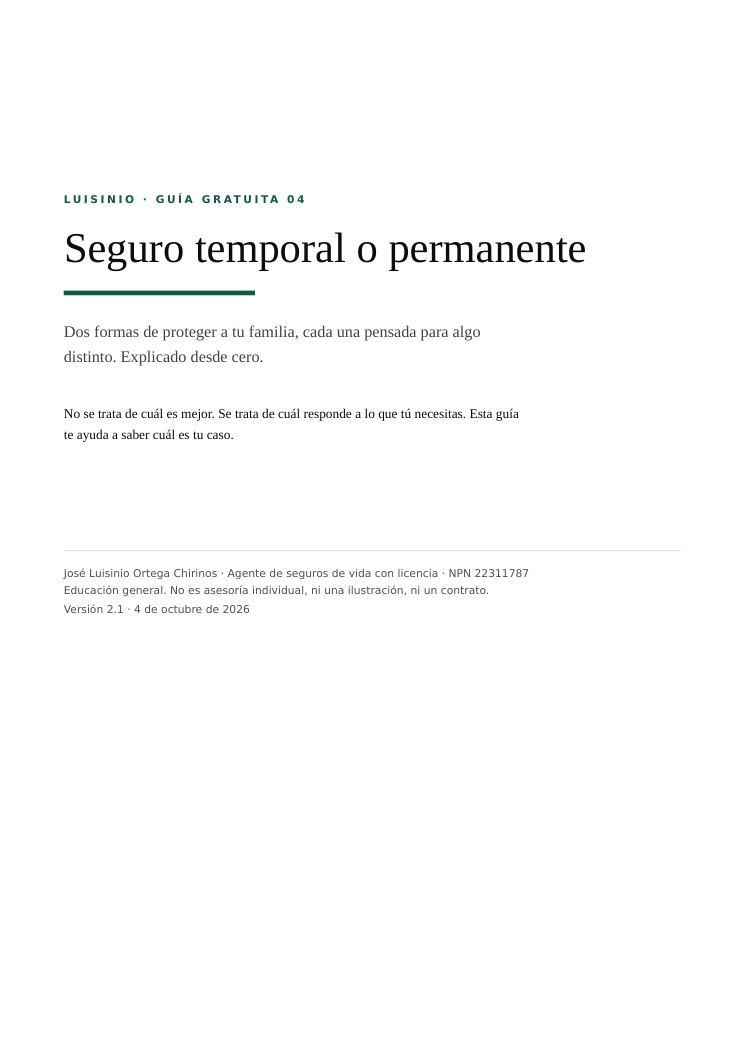 Portada de la guía: Seguro temporal o permanente